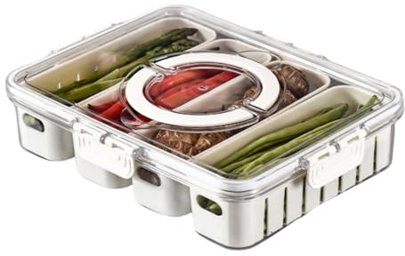 Generisch Frischhaltedosen mit Deckel, Kühlschrank Aufbewahrungsbox mit 4 Abtropfkorb, BPA-frei - Kunststoff Lebensmittelbox, Luftdichte Küchen Vorratsbehälter für Früchte, Beeren, Gemüse (A)