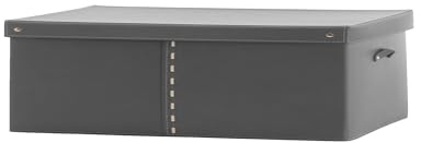 LIMAC Design GABRY Aufbewahrungsbox aus Leder mit Deckel für Schränke, Leder Gross Kisten aufbewahrung, Aufbewahrungswürfel mit Griffen, Hergestellt in Italien. (Grau, Mod. 2-44x59x19 H)