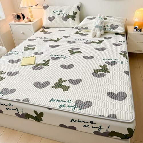 FOREPOTY vielen Größen und Farben,Sommer Coole Latex-Bettwäsche, Matratzenschoner Mit Cartoon-Aufdruck Für Kinderzimmer, Bettbezug Für Kinderzimmer, Liebe, 180 * 200 cm (1 Stück)