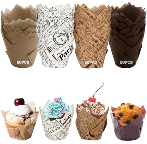 LUZOON Lot de 200 moules à muffins en papier pour cupcakes, muffins, pour mariage, anniversaire, fête (200 pièces ③)