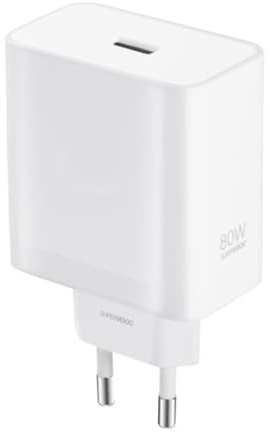 Carica Batterie Rapido da 80W SuperVooc per Oppo Reno 8 9 10 11 12 Pro+ Find X3 X5 Lite con Ingresso Usb, Sostituisce Originale Caricatore Bianco