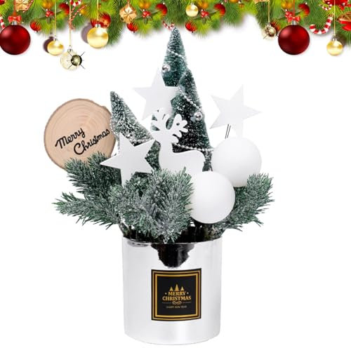 Künstlicher Weihnachtsbaum im Topf, Tisch-Weihnachtsbaum für Weihnachtsdekorationen, gefälschter Miniatur-Weihnachtsbaum für Weihnachtsstimmung, ideal für Schreibtische und Regale