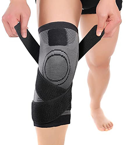NuVigor Knee Support Brace,Compression Knee Sleeves for Men/Women,Knee Brace for Knee Pain,Arthritis, Joint Pain, Ligament Injury, Meniscus Tear, ACL, MCL, Tendonitis, Running, Sports(Black,M)