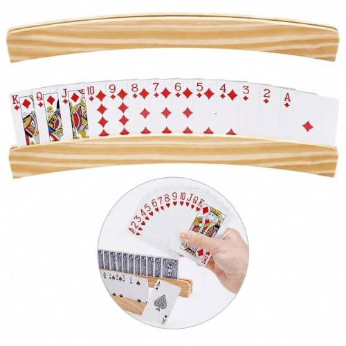 RODISHOMM 2 Stück Kartenhalter aus Holz (33 cm) – Spielkartenhalter und Kartenständer für Erwachsene und Senioren
