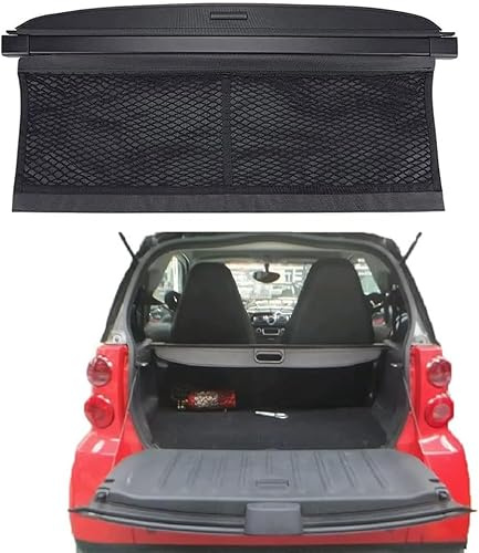 LiyanWu Laderaumabdeckung Kofferraum Schutz Abdeckung Cargo Cover für Smart 451 Fortwo 2007 2008 2009 2010 2011 2012 2013 2014, Ausziehbar Kofferraumabdeckung Rollo, Auto Zubehör