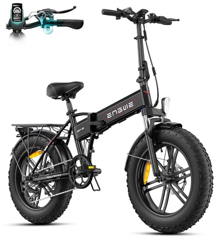 ENGWE Bicicleta Eléctrica Plegable, 48V 13Ah Batería Extraíble, Autonomía de 50-120 km E-Bike，20''×4.0'' Fat Tire 7-Velocidad E-Bike para Cualquier Terreno