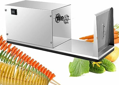 VYUJHNBG Cortadora de Patatas eléctrica, cortadora automática de Patatas Fritas caseras, cortadora en Espiral de Acero Inoxidable para Frutas, pepinos y Zanahorias