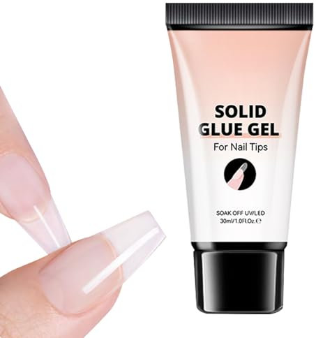Pegamento en gel sólido para uñas postizas Wezalget, pegamento para uñas postizas, 30 ml. Puntas de uñas acrílicas transparentes resistentes, gel sólido, fuerte adhesión y antiadherencia