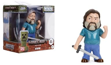 Jada Toys Minecraft Filmfigur (1 styck) – 1 samlarfigur av metall (Steve) för fans och barn från 8 år, 6,5 cm