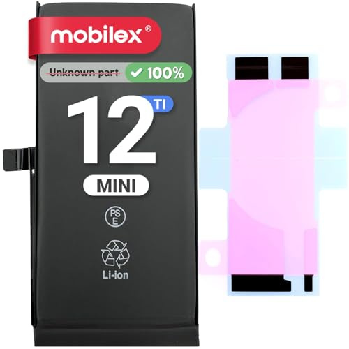MOBILEX Batterie pour iPhone 12 Mini | Sans message | Puce TI | 2460 mAh - OEM | Remplacement interne avec adhésif | Haute capacité