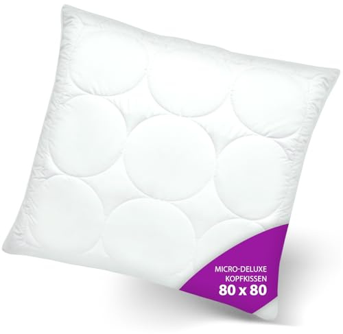 AddLiving Micro-Deluxe Kopfkissen, 100% Polyester Füllung, Superweiche Mikrofaser-Bezug, 80 x 80 cm, Atmungsaktiv, Allergikerfreundlich, Waschbar bis 60°C