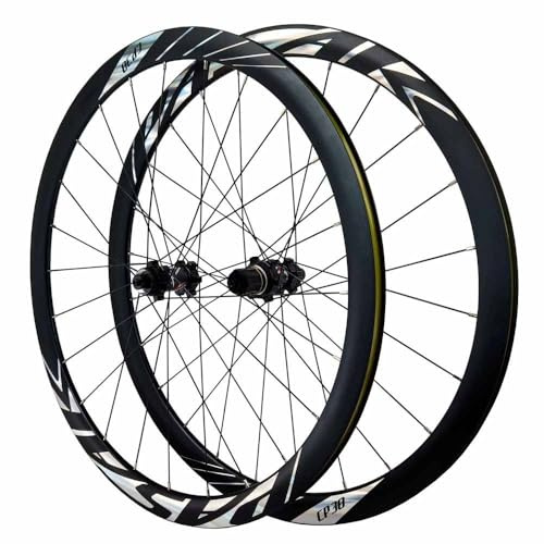 Road Bike Fram Bakhjul 700C Center Lock Skivbroms Hjulsats 38mm Aluminiumlegering Dubbelvägg Cykelfälgar, 9 * 100/10 * 135mm QR, 7/8/9/10/11/12Speed ​​Cassette(Black)