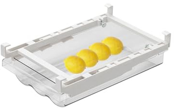 Kylskåp Ägglåda - Dra ut under hyllan Äggbehållare för kylskåp, justerbar Universal Fit Organizer Bin för ägg och produkter, utrymmesbesparande förvaringslåda med hög kapacitet med släta glidskenor