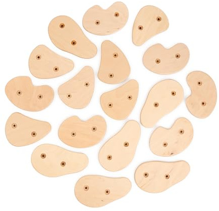 Wood And Hearts Klettergriffe Holz Kinder, Indoor Klettersteine Set für Spielzimmer & aktive Entwicklung, Boulder Griffe, Klettergriffe Indoor, Hangelgriffe Set