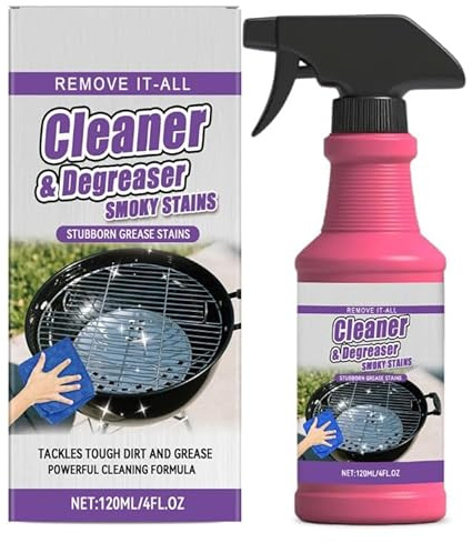 Spray sgrassante ad azione rapida e potente per barbecue, 120 ml, detergente multiuso per barbecue, ideale per griglie da esterno, per rimuovere macchie di fumo e grasso ostinato
