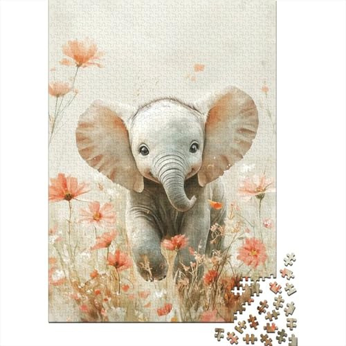 Elefantino Puzzle 1000 Pezzi Carta per Adulti Prato Fiorito Gioco di Puzzle 1000 Pezzi Relax Famiglia Decorazione Regalo 52x38cm/1000pcs
