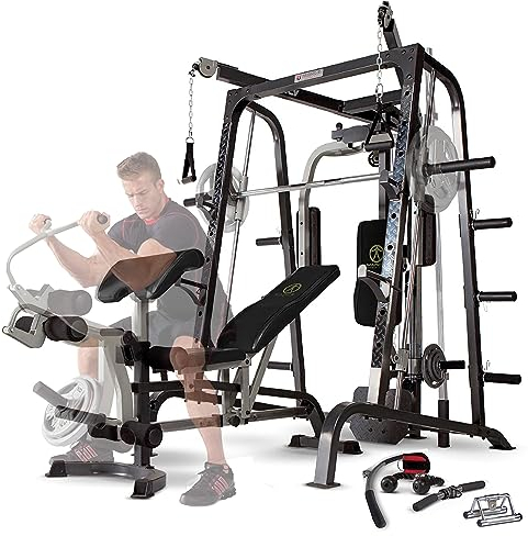 Marcy MD-9010G Home Gym Smith Machine with Weight Bench