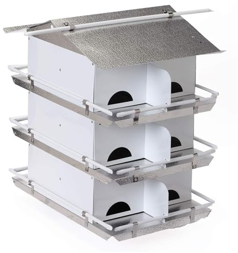 Birds Choice Premium Aluminum Purple Martin House – 12 Room, 3 Floor Birdhouse with Starling Resistant Entrance Holes, Ventilated Roof & Easy Cleaning, Unassembled