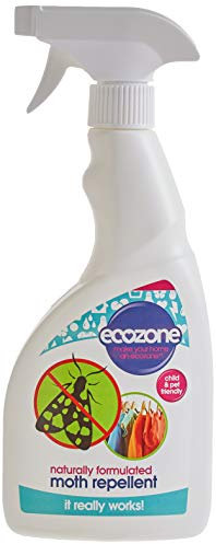 EcoZone Moth Repellent, Humane Natural Formula, Long Lasting Protection Treatment, Suitable for All Fabrics, Gentle on Skin & Clothes, Natural Vegan Eco Friendly Plant-Based Liquid (500ml Spray)