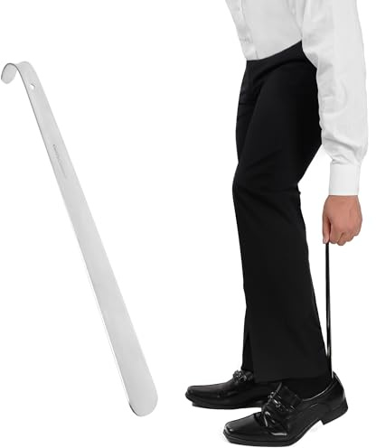 Comfy Clothiers - Long Handle Metal Shoe Horn (16.5/42cm) - Stainless Shoehorn for Shoes & Boots - Great Shoe Spoon for Kids, Adults and Seniors