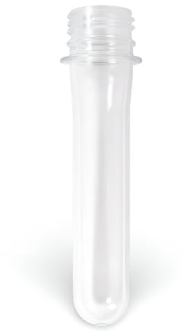 BURI 100x Petlinge mit weißem Deckel | Geocaching Behälter 12,6cm x Ø2,5cm | Wasserdichte PET Rohlinge transparent | Robuste Röhrchen Kunststoff Schraubverschluss