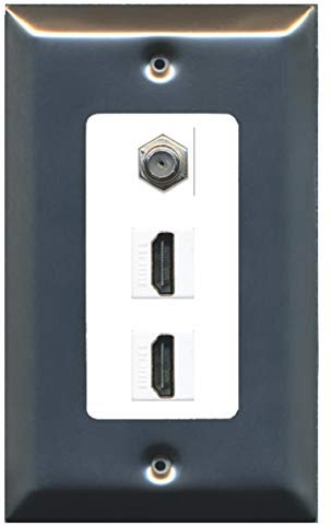 Riteav – 2 porte HDMI 1 cavo coassiale tv- F-Type piastra decorativa Brushed Nickel/White