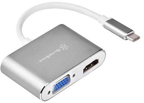 SilverStone SST-EP16C - Adaptateur USB Type-C vers VGA et HDMI, HDMI Prend en Charge 4Kx2K à 30Hz, Support VGA 1920x1200 à 120Hz, Affichage sur Deux écrans