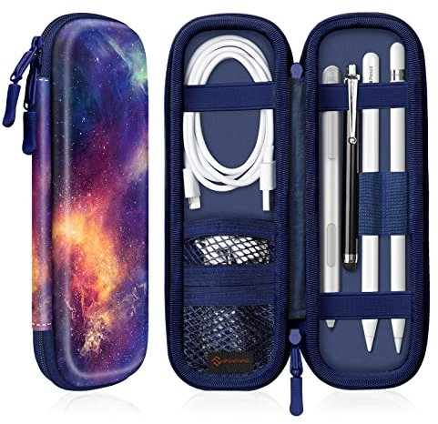 Fintie Holder Case for Apple Pencil Pro, Apple Pencil (USB-C) & Apple Pencil (1st / 2nd Gen), PU Leather Carrying Bag Sleeve Compatible with Apple Pen, USB Cable, Samsung Stylus, Galaxy