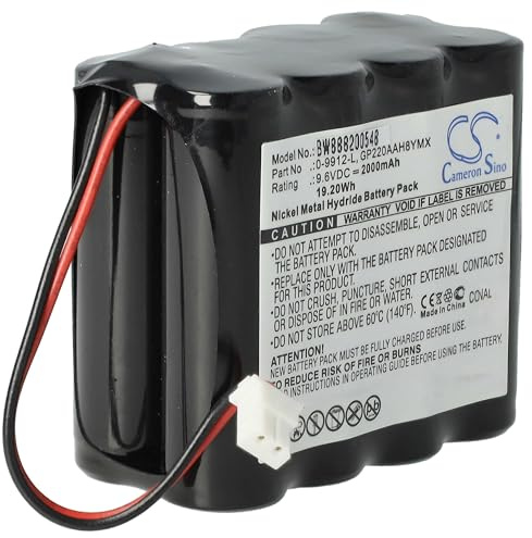 vhbw Batterie Remplacement pour Visonic GP220AAH8YMX, 0-9912-L pour système d'alarme (2000mAh, 9,6V, NiMH)