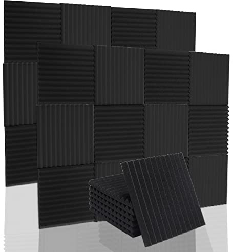 12 Stück Akustikschaumstoff Platten Schall Dämmung Noppenschaumstoff Schallabsorber Akkustik Schaumstoffmatte für Tonstudio Büro schaumstoffplatte Schwarz(30 x 30 x 2.5 cm)