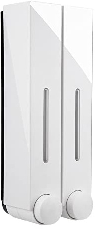 LOVIVER ABS Soporte de Pared dispensador de jabón Bomba Botella para jabón líquido Champú Gel de Ducha loción - Doble Blanco