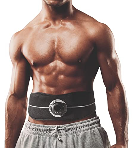 FitEngine flexibler EMS Bauchmuskelgürtel Unisex | 4 leitfähige Elektroden zur Stimulation der Bauchmuskulatur | 6 verschiedene Modi & 9 Intensitätslevel
