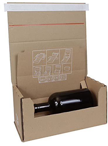 smiley pack Flaschenversandkarton Gin für 1 Flasche mit Aufreißfaden und Selbstklebeverschluss DHL DPD zertifiziert Gin Karton Flaschenversand Flaschenverpackung Flaschenkarton Spirituosenkarton (5)