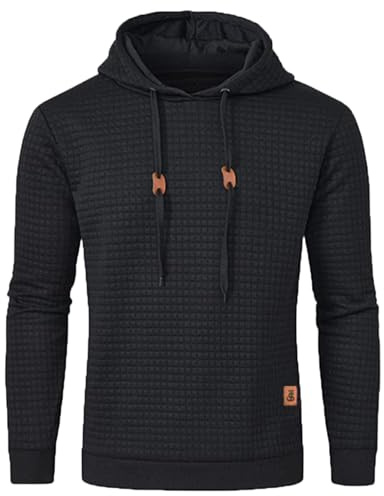 JustSun Sweat à Capuche Homme Pull Homme Sport Casual Hoody Hooded Sweatshirts Noir S