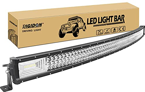 RIGIDON 52 Zoll 130 cm 675W außen alu gebogene led lichtleiste, 12V 24V Wasserdicht warmweiß offroad beleuchtung für Auto SUV Offroad ATV LKW Traktor Fahrzeuge 4x4, Slim led nebelscheinwerfer 6000K | Wasserdicht Dreireihig LED Lichtleiste für Offroad Fahrzeuge Auto LKW ATV Boot Traktor Nebelscheinwerfer