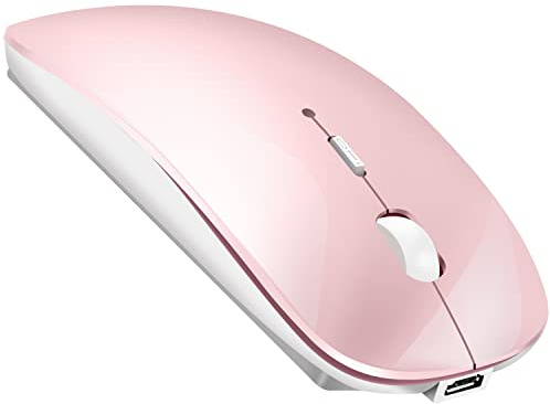 Ratón inalámbrico Bluetooth para MacBook Pro, aire, Mac, iPad, ordenador portátil, escritorio, Mac, PC, computadora, teléfono, portátil, silencioso, oficina, adaptador USB-C 2,4 GHz USB ratones (rosa)