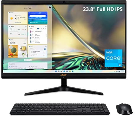 acer Aspire C24-1700-UA91 AIO Desktop | 60,5 cm Full HD IPS Display | Intel Core i3-1215U | Intel UHD Grafik | 8GB DDR4 | 512GB NVMe M.2 SSD | Intel Wireless Wi-Fi 6 | Wireless Indows 11 Zuhause