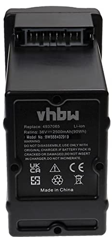 vhbw Akku Ersatz für Wolf Garten Li-Ion Power-Pack 1, 4939090 für Rasenmäher (2500mAh, 36V, Li-Ion)
