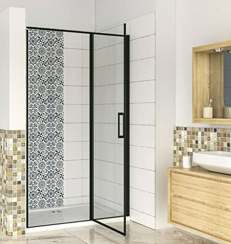 Biubiubath 900mm Black New Frame Pivot Shower Door Enclosure Walk in Safety Glass Screen Cubicle