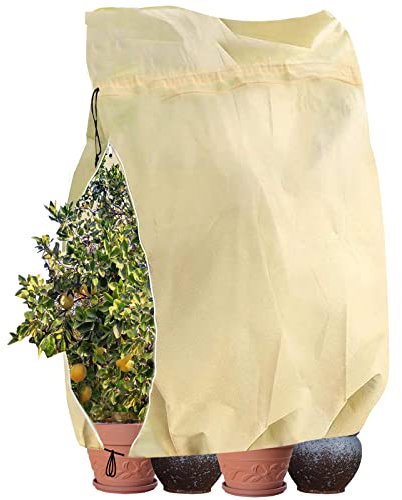110×170cm Non-Woven Garden Fleece Frost Protection Cover, Breathable Plant Fleece for Winter Plant Protection, Reusable Frost Protection for Outdoor Plants, Olive Tree Covers for Winter