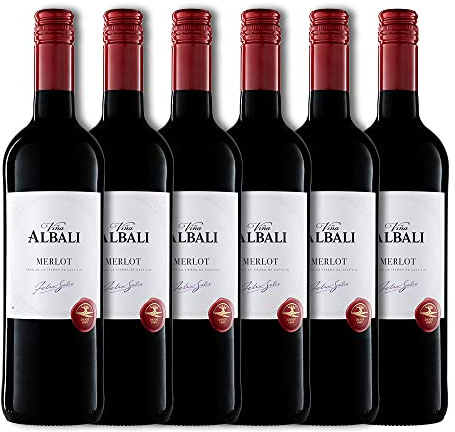 Viña Albali Vino Merlot, Paquete de 6 Botellas de 750 ml, Total de 4500 ml