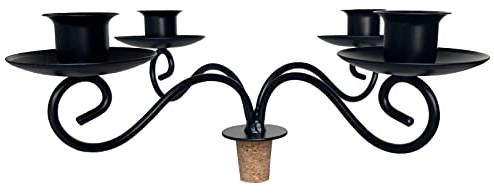 DIY Kerzenhalter mit Korken für Flaschenaufsatz Metall schwarz für 4 Kerzen