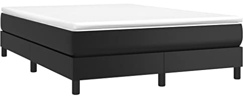 vidaXL Estructura de Cama con somier Cuero sintético Negro 140x200 cm