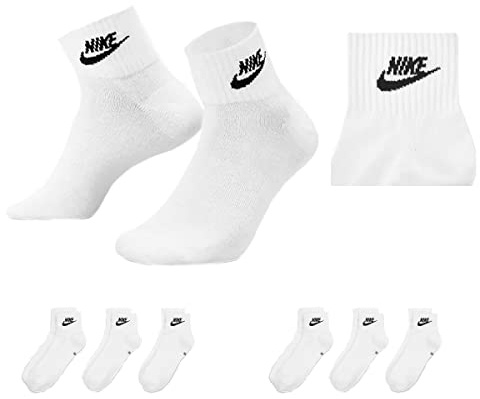 Nike U NK V CUSH Knöchelsocken für Erwachsene, Unisex, 3 Stück, 6 Paar Weiß, 38-42