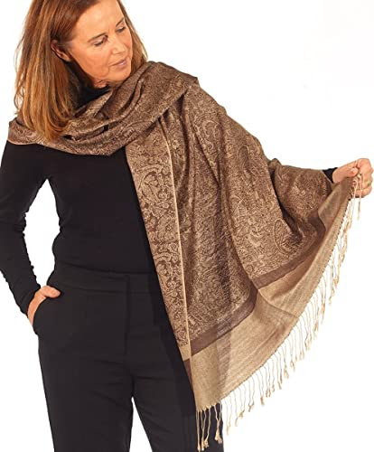 Pashmina Schal Damen – Kaschmir-Look mit Fransen, Paisley Design | Weich wie Kaschmir, leicht & stilvoll. Alltag & Hochzeiten. Paisley-Design, perfekt für alle Jahreszeiten