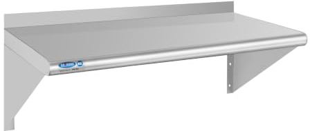 HARDURA Stainless Steel Shelf 30.5×61cm, 95kg Commercial Wall Mount | Metal Shelving, With Backsplash and Brackets, For Kitchen, Restaurant, Laundry Room and Home