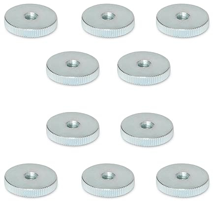 Ganter Normelemente Dadi zigrinati piatti | Dadi zigrinati (forma bassa) | DIN 467-M4-ZB | 10 pezzi | acciaio zincato | Filettatura: M4