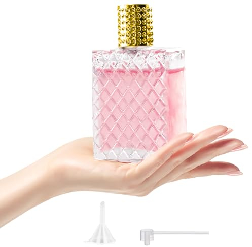 Samulee Atomizzatore Profumo Vetro, Portaprofumo Da Viaggio con Pipette e Imbuto, Dispenser Profumi Da Viaggio 100ml, Flacone Spray Vuoto Vetro per Profumi Tonico Viso, Viaggi e Famiglia (Oro)