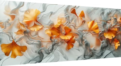Qiaoqoo Blatt Diamond Painting xxl 225x90cm, 5D DIY Diamant Painting Bilder Graues Gold Diamand Painting Kinder mit Diamond-Painting Zubehör, Groß Diamant kunst Basteln Erwachsene, Home Décor Malerei