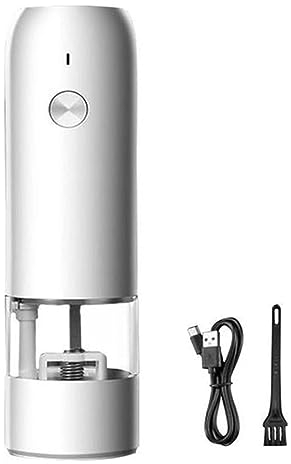 Wnota Moulin à Poivre Ensemble De Moulin À Sel Et À Poivre Électrique, Rechargeable Par USB Avec Lumière LED, Opération À Une Main Moulin à Poivre Et Sel (Color : White, Size : 2pcs)